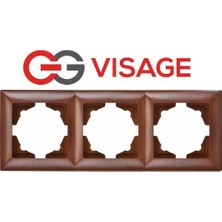 İlk El Grup Visage Amazon Ceviz 3 Lü Çerçeve - Priz ve Anahtar Için Uyumlu Çerçeve