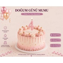 Parti Dükkanı Pembe 4 Rakam Pasta Mumu 12 cm Doğum Günü Sayı Mumu