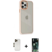 Pileli Store Pilelistore™ iPhone 12 Pro Max Kılıf Eksen Doku Prime - Siyah 360 Mat Full Body Arka Koruyucu + Shine Kamera Lens - Gd