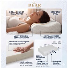 Dear Visco Double Visco Yastık Çift Taraflı Boyun Destekleyici Kavisli Ortopedik Yastık 60*40*14 cm