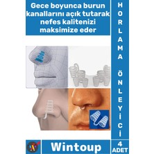 Wintoup #horlama Rahat Uyku Sağlayan Yumuşak Nefes Açıcı Horlama Önleyici Silikon Burun Delik Aparatı 4 Adet