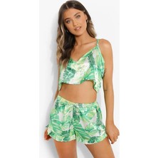 Mor AVM Yeşil Fırfırlı Şortlu Pijama Takımı
