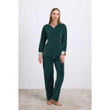 Mor AVM Uzun Kollu Kadife Sweatshirt ve Pantolon Pijama Takımı