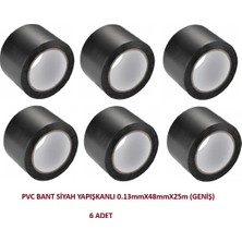 Universal Pvc Bant Siyah Yapışkanlı Geniş (0,13MMX48MMX25M) 6ADET