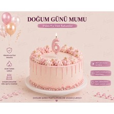 Parti Dükkanı Pembe 6 Rakam Pasta Mumu 12 cm Doğum Günü Sayı Mumu