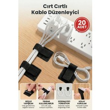 Evgereçlerim Kablo Düzenleyici Cırt Cırtlı Yapışkanlı Bant Masa Altı Duvar Sabitleyici Tutucu Klips Güç Şarj USB Toplayıcı Organizer Şerit Seti