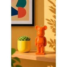 Pop Art Tasarım Mum Ayıcık Figür Turuncu 18 cm