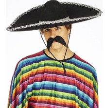 Asil Acar Home Sombrero Meksika Şapkası Mariachi Gümüş Şeritli Yetişkin Boy