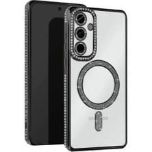 Samsung Galaxy S25 Kılıf Joke Simli Magneticsafe Kılıf - Siyah