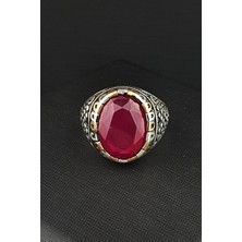 Ose Shop Kök Yakut Taşlı 925 Ayar Gümüş Erkek Yüzük