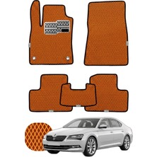 Skoda Superb 2015-2023 Özelleştirilebilir Tam Set Premium Eva Paspas - Turuncu