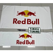 Şimika Beyaz Redbull Torpido ve Sırt Havlusu Seti 2 Adet (Torpido 35X135 , Sırt 70 x 135) (Anahtarlık Hediye)