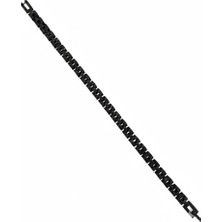 Siyah Çelik  Erkek Çelik Bileklik Boy 21.5 cm / En 0.6 mm  - EBL0074