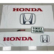 Şimika Beyaz Honda Torpido ve Sırt Havlusu Seti 2 Adet (Torpido 35X135 , Sırt 70 x 135) (Anahtarlık Hediye)
