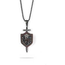 Ose Shop Granat Taşlı 925ayar Gümüş Özel Tasarım Erkek Kolye