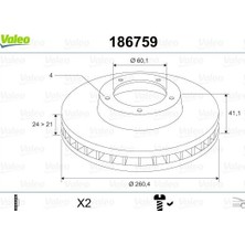 Valeo Almparca Ön Fren Aynasi Corsa C Z14 Y17DT 00-03 1.3cdti03 Combo 01-03 1.3cdti 04 Tigra 04 260X23.9X6D