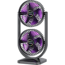 The Wlue Şarjlı Ikili Başlıklı Masaüstü Fan Vantilatör | 2400 Mah | 3 Kademeli Hız | Sessiz Çalışma | Döner Başlık