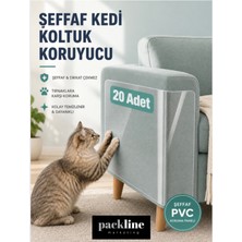 Packline Marketing 20 Adet Kedi Koltuk Tırmalama Koruyucu Şeffaf Yapışkanlı Mobilya Tırmalama Önleyici Bandı 20X50 cm