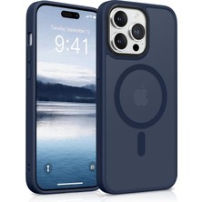 Bix iPhone 15 Pro Max Magsafe Uyumlu Kılıf Tam Koruma Manyetik Darbe Emici Gece Mavisi