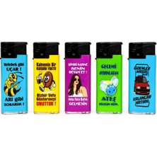 Onr Store Karikatür Baskılı Gazlı Çakmak Doldurulabilir Eğlenceli Tasarım Sloganlı Cep Çakmağı