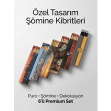 FireRoy 6’lı Özel Tasarım Puro Şömine Kibritleri Premium Set - Puro, Şömine ve Dekorasyon Için