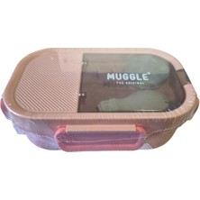 Muggle Ms-22 304 Paslanmaz Çelik Tek Katlı 2 Bölmeli Beslenme Yemek Kabı/kutusu