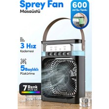 The Wlue 10W Buzlu Vantilatör | 600ML | Su Buharlı Soğutucu Fan | Rgb Işıklı | 3 Kademe Hız