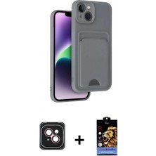 Pileli Store Pilelistore™ iPhone 14 Kılıf Vadi Çizgi Prime - Siyah Buffer Hayalet Cam Ekran Koruyucu + Pvd Metal Kamera Lens - Pe