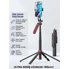 The Wlue Bluetooth Kumandalı Go Pro Tripod Selfie Çubuğu | 360° Pan Kolu | 180CM | Güçlü Alüminyum
