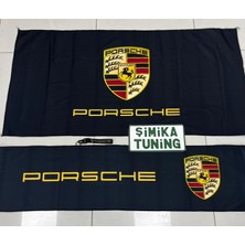 Şimika Siyah Porsche Torpido ve Sırt Havlusu Seti 2 Adet (Torpido 35X135 , Sırt 70 x 135) (Anahtarlık Hediye)