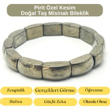 Yıldız Doğal Taş Sertifikalı Pirit Özel Kesim Doğal Taş Misinalı Bileklik