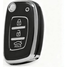 Autohan Keys Lüks Anahtar Kılıfı, Siyah Gümüş, Sustaıı Model, Hyundai Bayon I10 I20 IX35 Elantra Tucson Için