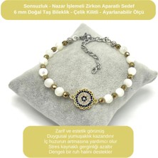 Yıldız Doğal Taş Sertifikalı Sonsuzluk ve Nazar Işlemeli Zirkon - Taşı - 6mm Doğal Taş Bileklik