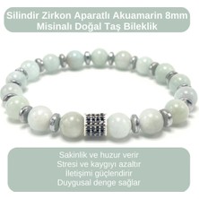 Yıldız Doğal Taş Sertifikalı Zirkon Aparatlı Akuamarin - 8mm Doğal Taş Misinalı Bileklik