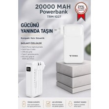 Torima Taşınabilir 20000 Mah Type-C Lightning Hızlı Şarj Dijital Göstergeli 22,5W Powerbank TRM-1027 Beyaz