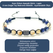 Yıldız Doğal Taş Sertifikalı Zirkon Aparatlı Sitrin - Lapis Lazuli - 6mm Doğal Taş Bileklik Ayarlanabilir Ölçü