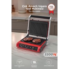 Torima Tost Makinesi 2200W Dijital Ekranlı Çıkarılabilir Plakalı Izgara Makinesi TG PRO1000 Siyah Kırmızı