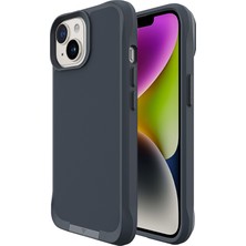 Bix iPhone 14 Vortex Magsafe Kılıf Stand Özellikli 3x Korumalı Mikro Fiber Iç Yüzey Gri Mavi