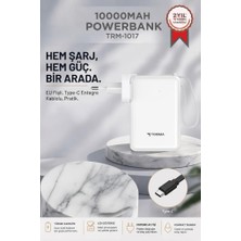 Torima Taşınabilir Batarya 10000 Mah Type-C Hızlı Şarj Dijital Göstergeli 22,5W Powerbank TRM-1017 Beyaz