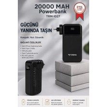 Torima Taşınabilir 20000 Mah Type-C Lightning Hızlı Şarj Dijital Göstergeli 22,5W Powerbank TRM-1027 Siyah