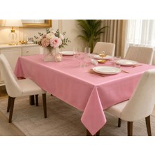 Meral Kurşun Collection Pembe Keten Masa Örtüsü | Sıvı Geçirmez & Leke Tutmaz | Özel Ölçü Üretim | Oeko-Tex® 100
