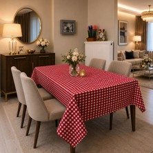 Meral Kurşun Collection Country Kırmızı Pötikare Masa Örtüsü | Sıvı Geçirmez Keten Kumaş | Özel Ölçü Dikim|oeko-Tex® 100