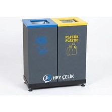 Hey Çelik 2 Li Sıfır Atık Kutusu / Geri Dönüşüm Ünitesi |