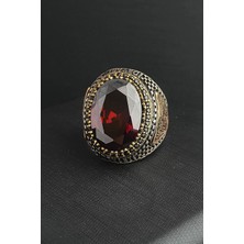 Ose Shop Kırmızı Zirkon Taşlı 925 Ayar Gümüş Kızıl Elma Yüzük