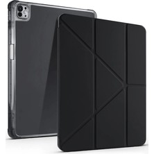 Fırsatkolik Apple Ipad Air 13 (2024) Kılıf Kalemlikli Mars Tablet Kılıfı - Siyah