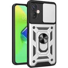 Fırsatkolik Mey Ithalat®  Infinix Hot 30 4g Kılıf Pars Lens Yüzüklü Silikon - Gümüş