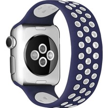 Fırsatkolik Mey Ithalat®   Watch 38MM Ayarlı Delikli Silikon Kordon - Lacivert-Beyaz