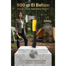 Fırsatkolik Mey Ithalat® Fiber Saplı Kamp Baltası 600 Gr, Profesyonel Nacak, Kırılmaz Saplı Odun Kesme ve Yarma Baltası 723199