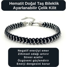 Yıldız Doğal Taş Sertifikalı Hematit Doğal Taş Bileklik Ayarlanabilir Çelik Kilit