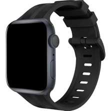 Fırsatkolik Mey Ithalat®   Watch 38MM KR408 Çizgili Silikon Kordon - Siyah
